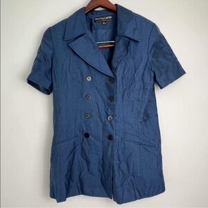 Kasper navy blue short sleeve long blazer jacket size 6